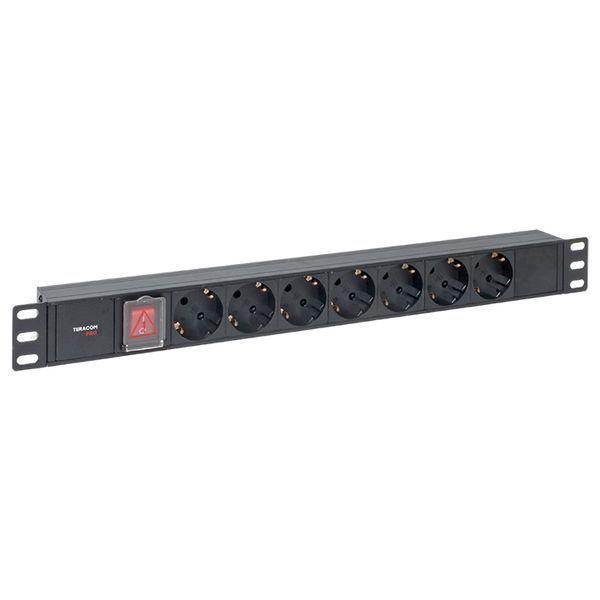 блок pdu teracom pro 19дюйм 1u 10а 250в 7-м schuko с выкл. без шнура питания вх. разъем c14 алюм. черн. ekf trp-hpd-ls-10a-7sh-c14 от BTSprom.by