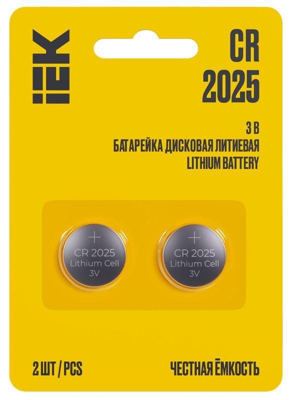 элемент питания дисковый литиевый cr2025 (блист.2шт) iek abt-cr2025-op-l02 от BTSprom.by