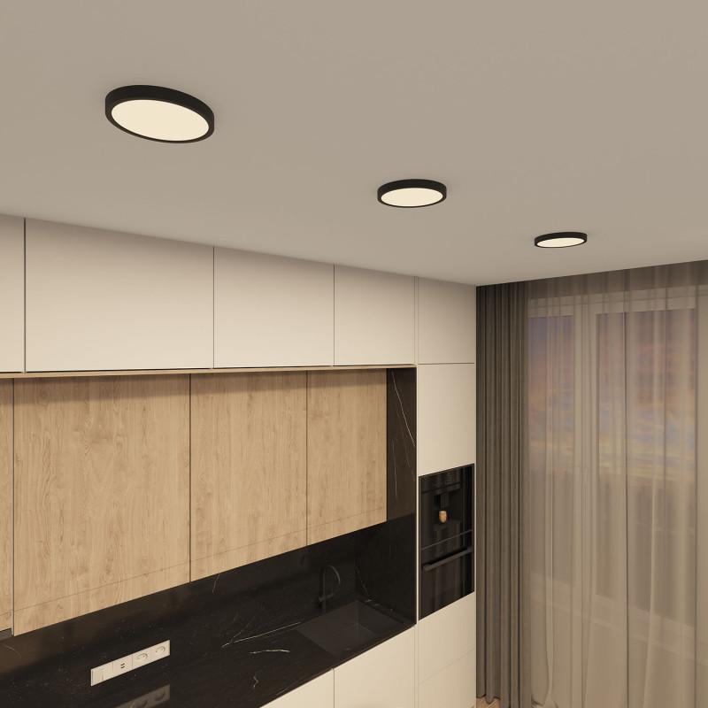  Светильник THIN 18Вт 3000К/4000К/6500К IP40 накладной переключатель цветовой температуры на корпусе полимер черн. DENKIRS 723084 фото в каталоге от BTSprom.by