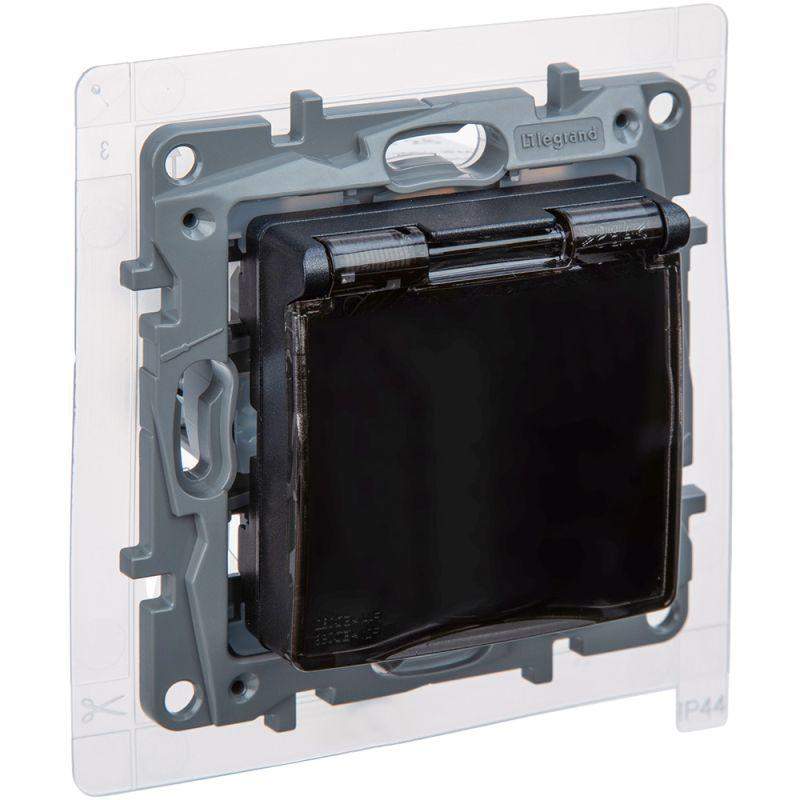  Розетка 1-м СП Etika 16А IP44 250В с заземл. со шторками с защ. крышкой безвинтов. зажимы антрацит IEK 672626 фото в каталоге от BTSprom.by