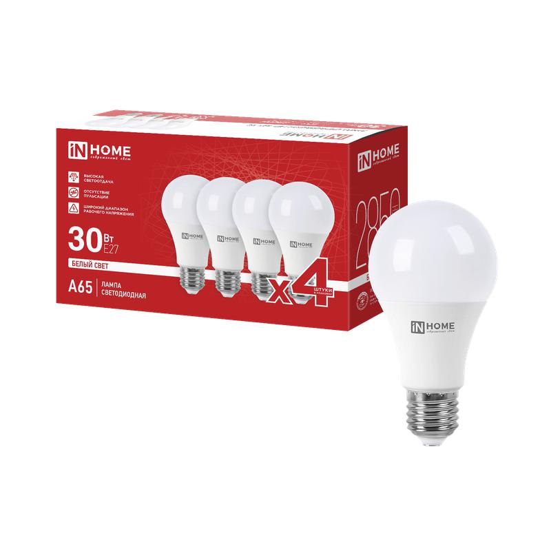 лампа светодиодная led-a65-vc 4pack 30вт 4000к e27 2850лм 230в (уп.4шт) in home 4690612066882 от BTSprom.by