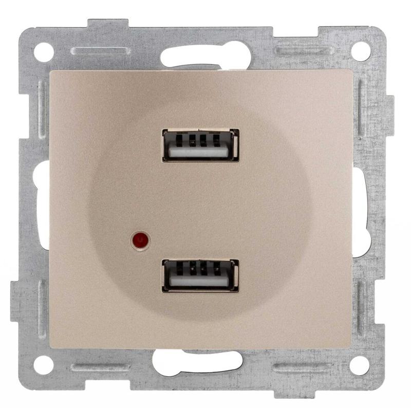механизм розетки usb 2-местн. сп bravo шампань gusi с10usb2-027 от BTSprom.by