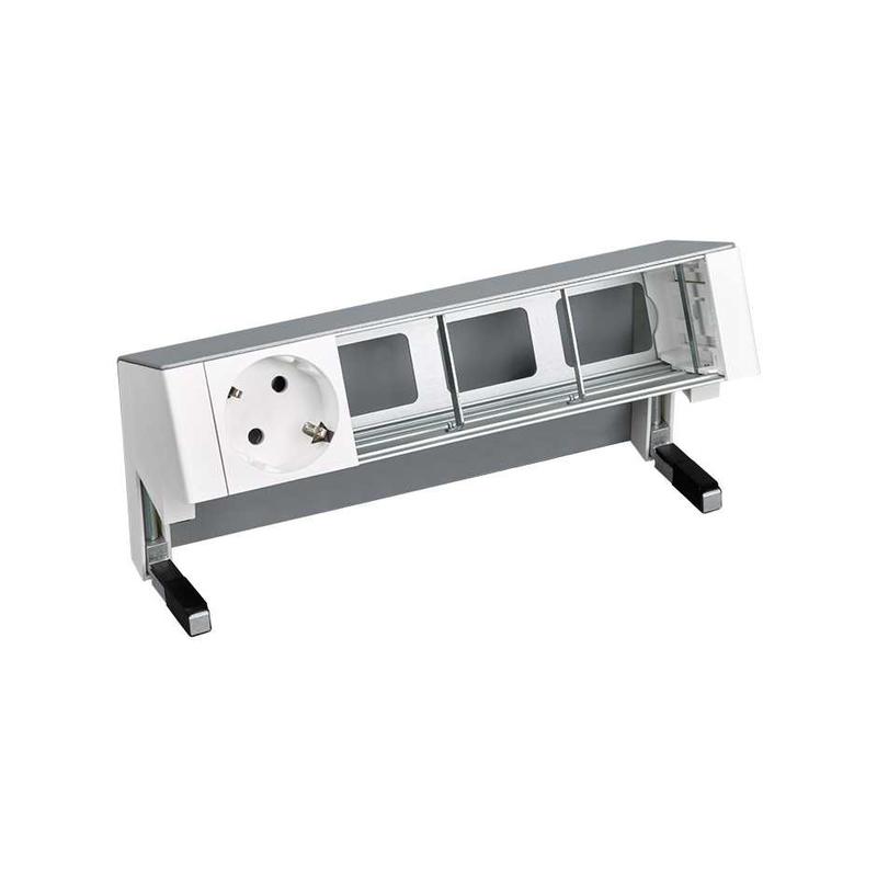 блок розеточный настольный 1х2p+e 3 пустых мод. алюм. simon 400 42401000-133 от BTSprom.by