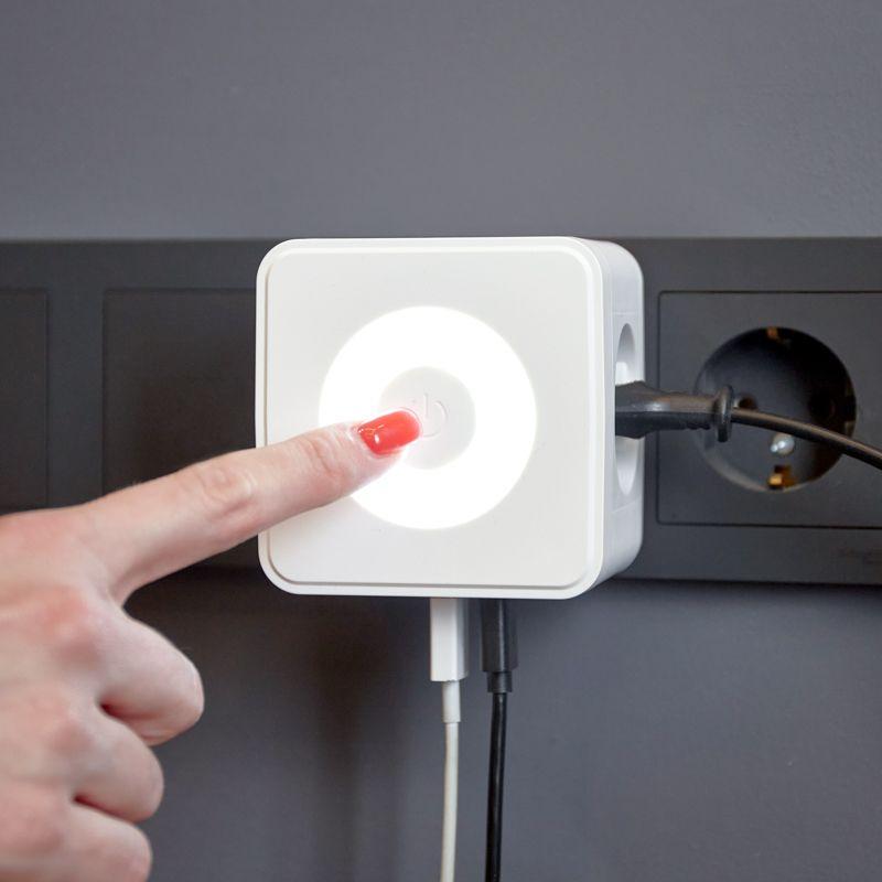  Двойник электрический Куб 16А с/з+2хUSB-A 2.4А+USB Type-C 3А с ночной подсветкой бел. Rexant 11-1251 фото в каталоге от BTSprom.by