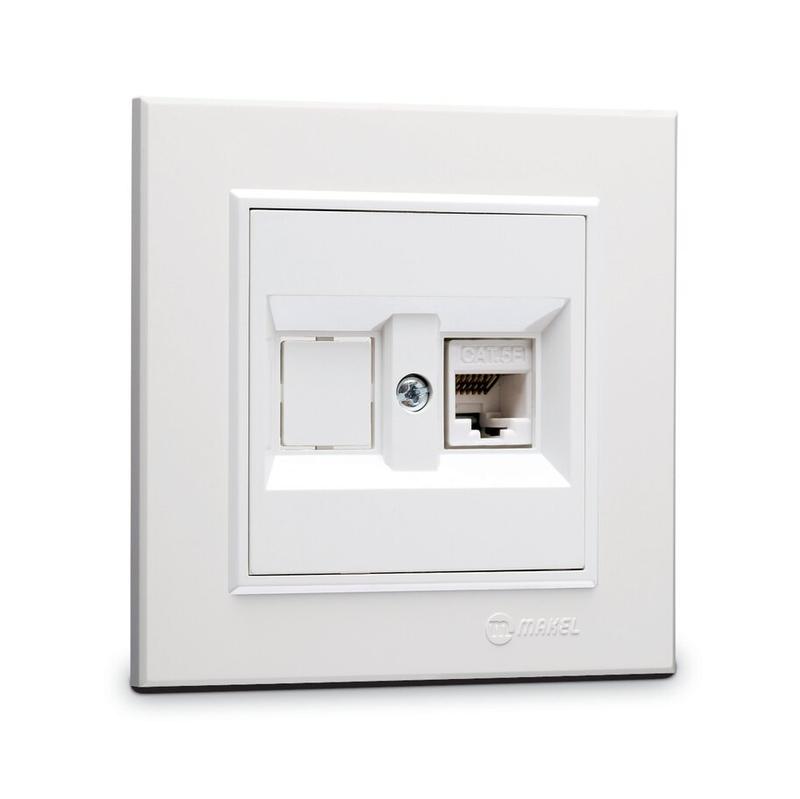розетка компютерная cat5 + гнездо сп karea ip20 бел. makel 56001035 от BTSprom.by