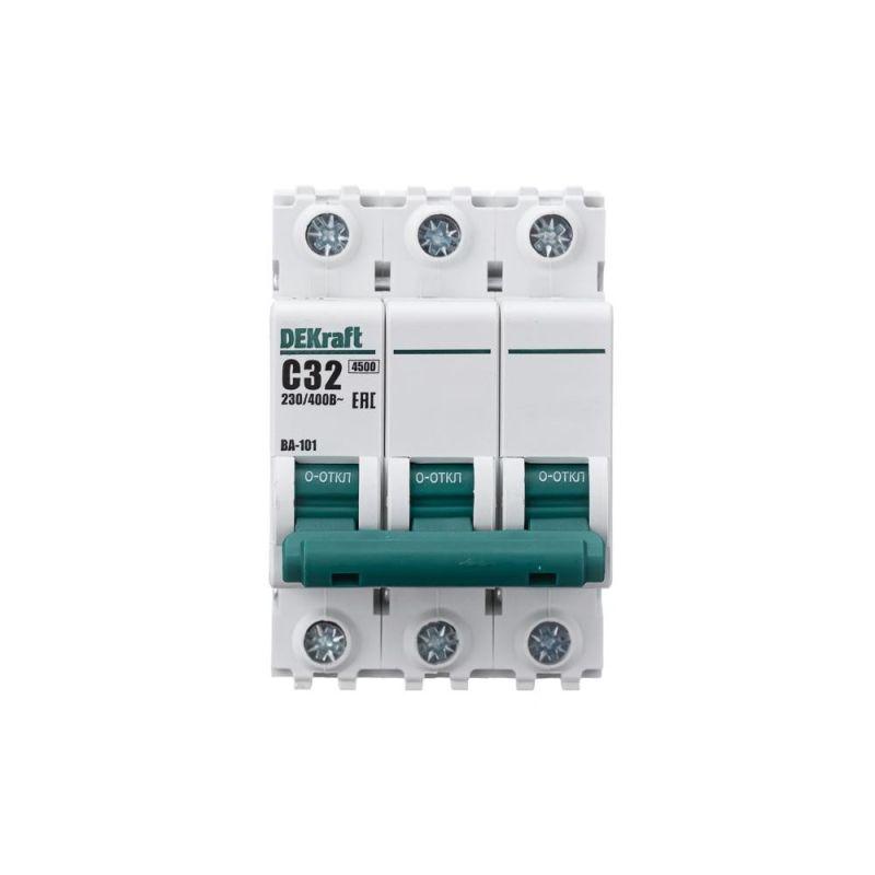  Выключатель автоматический модульный 3п C 32А 4.5кА ВА-101 DEKraft 11081DEK фото в каталоге от BTSprom.by