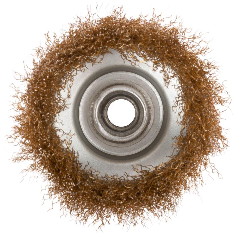  Корщетка чашечная гайка М14 стальная латунированная волнистая проволока 100мм КУРС 39038 фото в каталоге от BTSprom.by