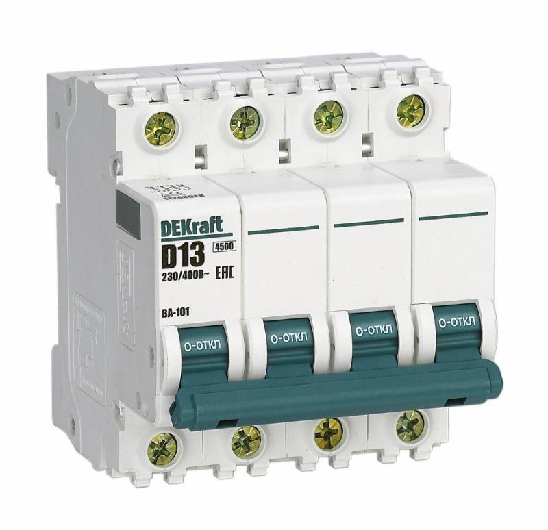 выключатель автоматический модульный 4п d 13а 4.5ка ва-101 dekraft 11288dek от BTSprom.by