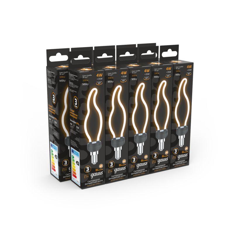 Лампа светодиодная филаментная Black Filament 4Вт контурная Artline свеча матовая 2700К тепл. бел. E14 330лм GAUSS 1000801104 фото в каталоге от BTSprom.by