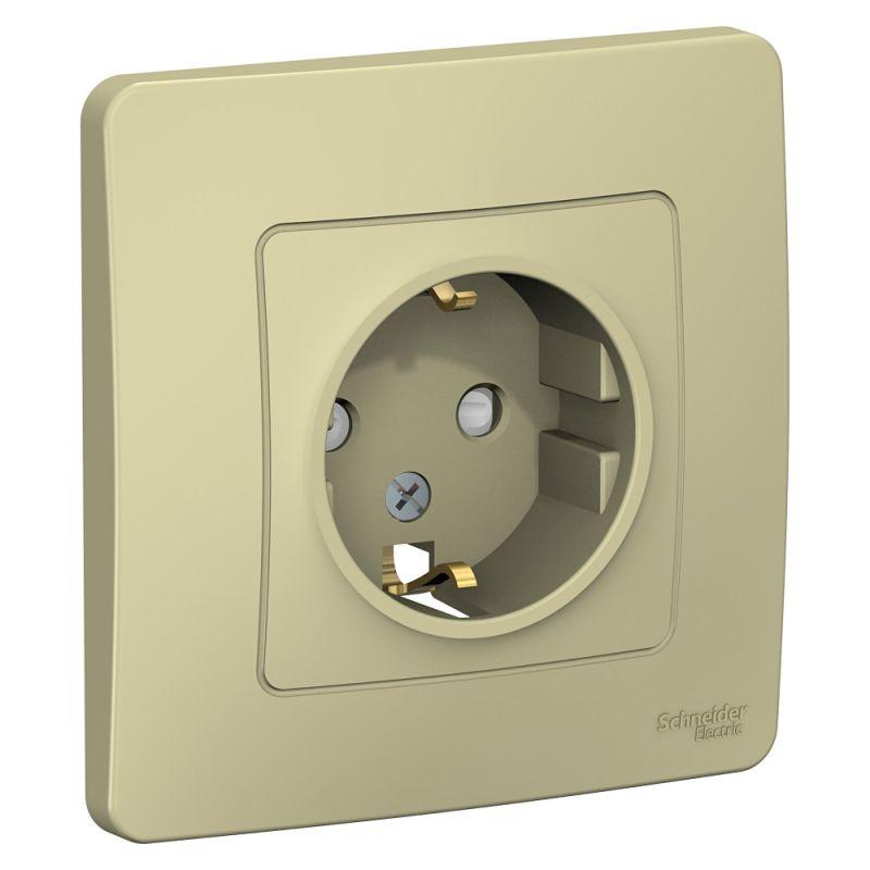 розетка 1-м сп blanca 16а ip20 250в с заземл. защ. шторки беж. se blnrs001117 от BTSprom.by