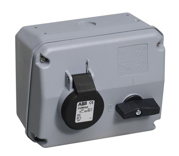 розетка с выключателем и мех. блок. 332mhs5 32a 3p+e ip44 5ч abb 2cma167676r1000 от BTSprom.by