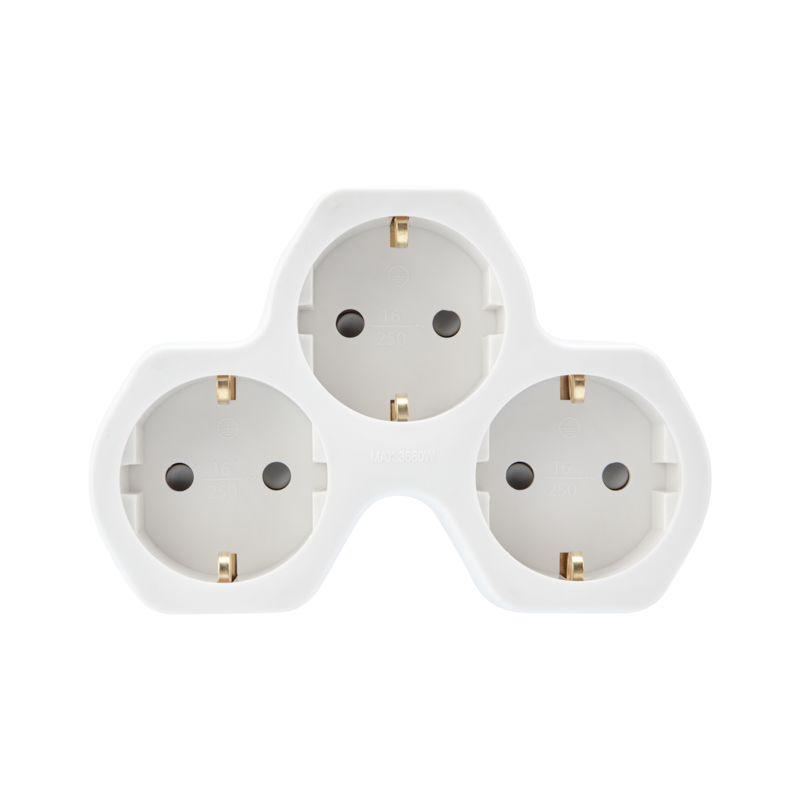  Разветвитель 3-м с заземл. 16А IP20 защ. шторки бел. Rexant 11-1088 фото в каталоге от BTSprom.by