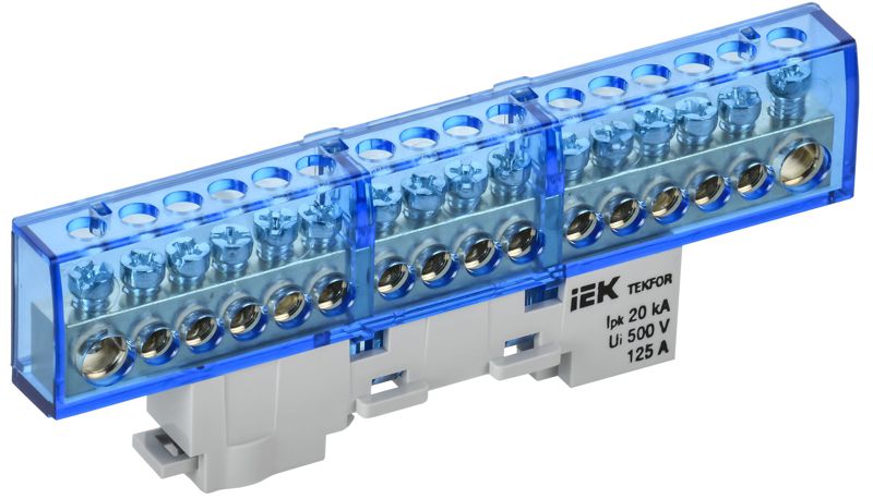 шина нулевая n изол. на универс. держ. 8х12-16-с tekfor iek tf-nn20-16-kl-k07 от BTSprom.by