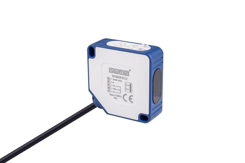 датчик фотоэлектрический (релейный выход) кабель 2мх4 (расст. сраб. 1мх4-240в ac/dc ip65 emas spq50dp2cc2 от BTSprom.by