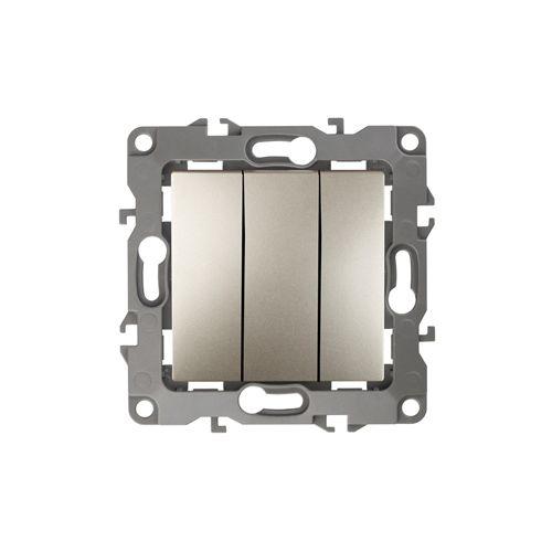  Выключатель 3-кл. СП Эра12 12-1107-04 10А IP20 250В 10AX механизм шампань Эра Б0014672 фото в каталоге от BTSprom.by