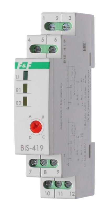 реле импульсное bis-419 (4 функции управление двумя нагрузками монтаж на din-рейке 230в 16а 2no/nc ip20) f&f ea01.005.012 от BTSprom.by