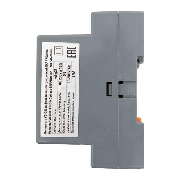  Вольтметр цифровой VD-G33 на DIN-рейку трехфазный EKF vd-g33 фото в каталоге от BTSprom.by