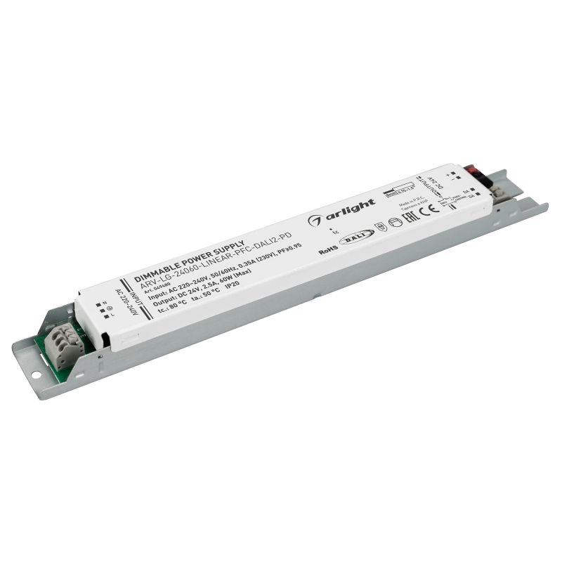 блок питания arv-lg-24060-linear-pfc-dali2-pd 24в 2.5а 60вт ip20 метал. arlight 049480 от BTSprom.by