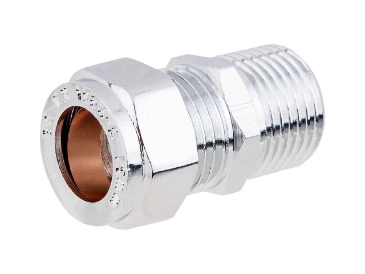 ниппель 15 х 1/2" нар. для медных труб хром, av engineering (инд. упак.) (латунь, макс.  16 бар, макс.  110 °с) ave195001 от BTSprom.by