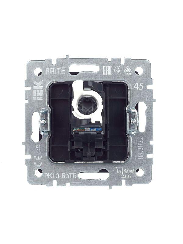  Розетка компьютерная СП RJ45 кат.5E BRITE РК10-БрТБ механизм бронза IEK BR-K10-1-K45 фото в каталоге от BTSprom.by