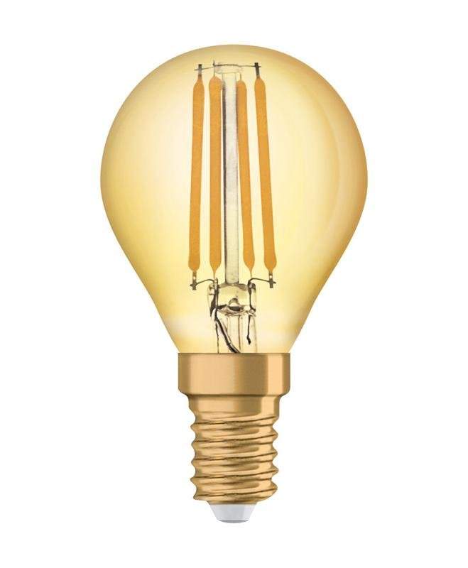 лампа светодиодная филаментная vintage 1906 led cl p fil gold 35 non-dim 4w/825 4вт тепл. бел. e14 (замена 35вт) зол. osram 4058075293496 от BTSprom.by