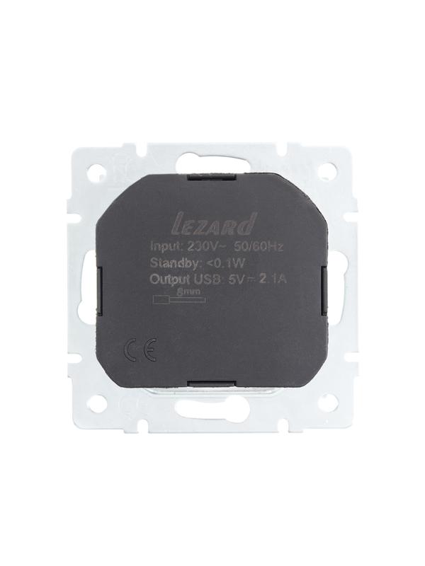  Розетка 1-м СП Vesna с заземл. с заряд. устройством USB механизм жемчуж./бел. перламутр LEZARD 742-3088-181 фото в каталоге от BTSprom.by