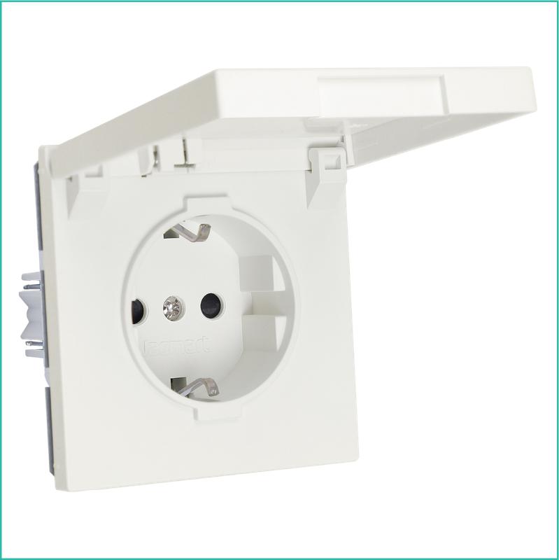 розетка 1-м сп fd shuko 16а ip20 с заземл. защ. шторки с крышкой механизм сахара jasmart fd5505sh от BTSprom.by