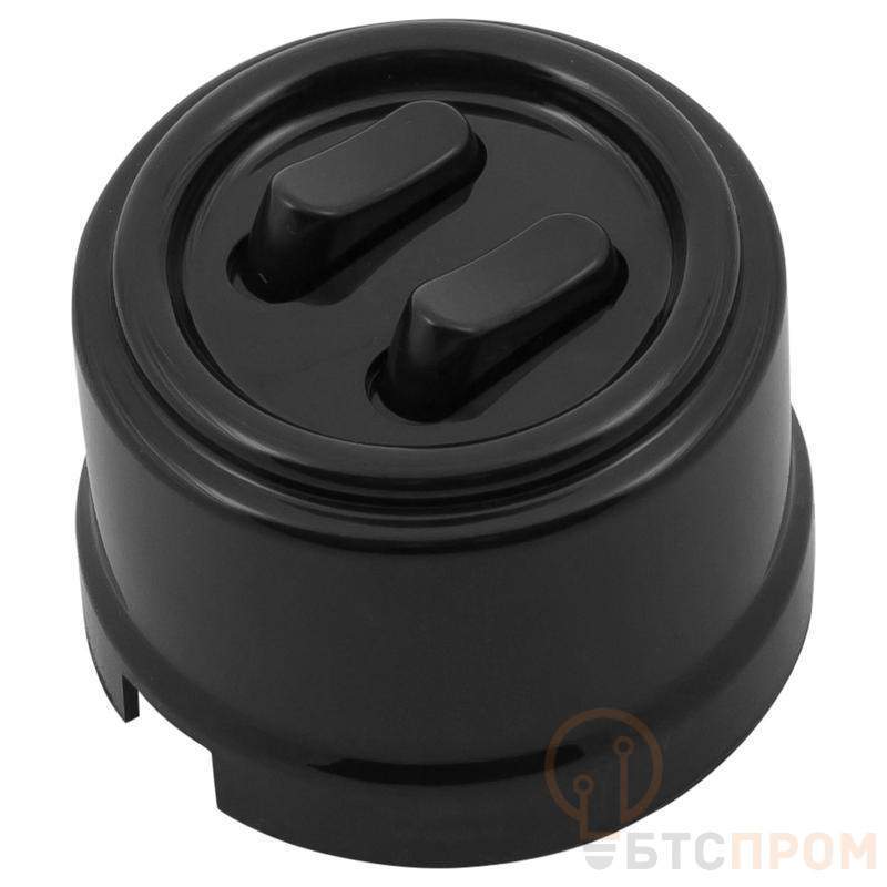  Выключатель 2-кл. ретро ABS-пластик черн. Bironi B1-222-23 фото в каталоге от BTSprom.by