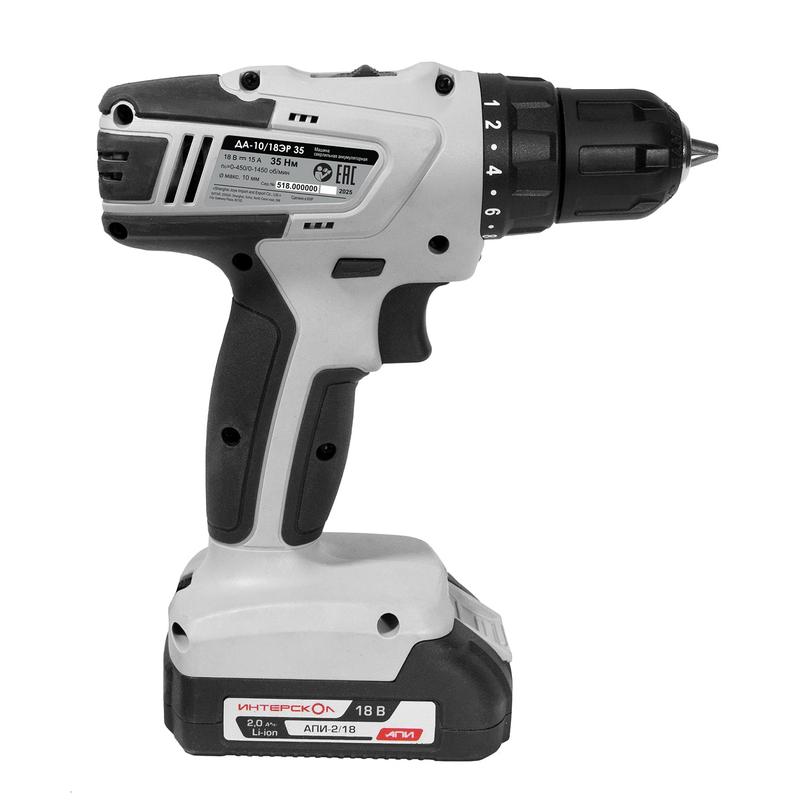 дрель-шуруповерт аккумуляторная да-10/18эр 35 интерскол 518.2.1.20 от BTSprom.by