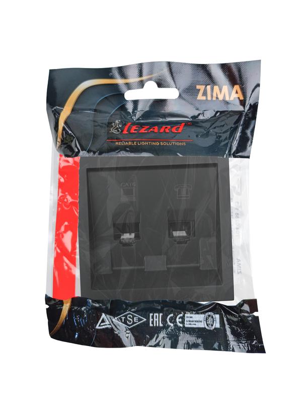  Розетка компьютер+телефон СП ZIMA IP20 с модулем Cat 6 черн. бархат LEZARD 704-4288-144 фото в каталоге от BTSprom.by