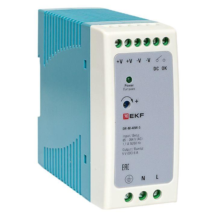 блок питания на din-рейку 40вт uвх ~ 240в ac m uвых - 5в dc постоянного тока ekf dr-m-40w-5 от BTSprom.by