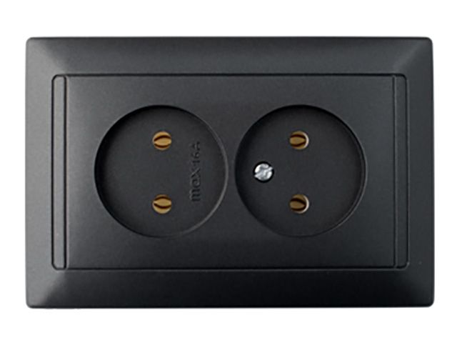 розетка 2-ая (скрытая, б/з) графит, стиль графит, bylectrica рс16-307графит от BTSprom.by