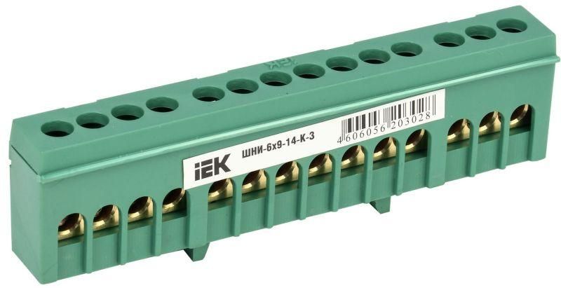 шина pe "земля" в корп. изоляции на din-рейку шни-6х9-14-к-з iek ynn10-69-14kd-k06 от BTSprom.by