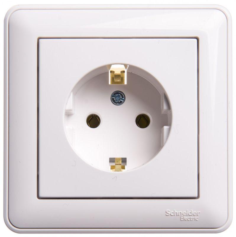 розетка 1-м сп w59 16а ip20 с заземл. без защ. шторок бел. se rs16-154-18 от BTSprom.by