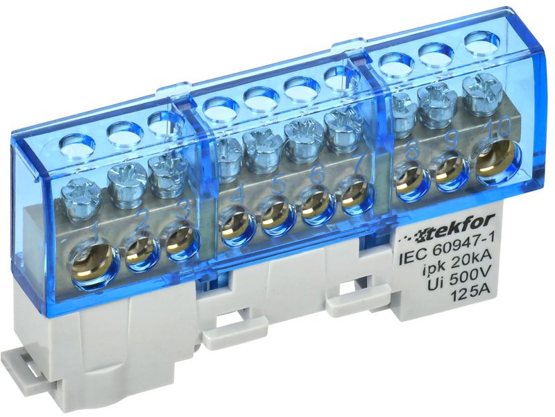 шина нулевая n изол. на универс. держ. 8х12-10-с tekfor iek tf-nn20-10-kl-k07 от BTSprom.by