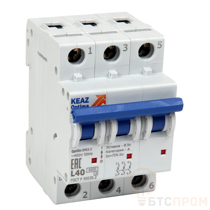 Выключатель автоматический модульный 3п L 16А 6кА OptiDin BM63-3L16-УХЛ3-АЭС КЭАЗ 120667 фото в каталоге от BTSprom.by  Выключатель автоматический модульный 3п L 16А 6кА OptiDin BM63-3L16-УХЛ3-АЭС КЭАЗ 120667 фото в каталоге от BTSprom.by