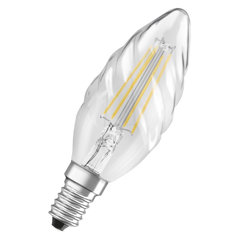 лампа светодиодная филаментная parathom cl bw fil 40 non-dim 4w/827 4вт 2700к тепл. бел. e14 470лм bw угол пучка 300град. 220-240в (замена 40вт) прозр. стекло osram 4058075590236 от BTSprom.by