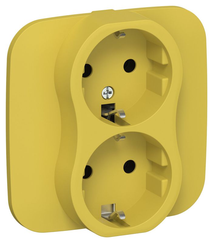 розетка 2-м сп flite рс12-1-а-флжк 16а с заземл. без защ. шторок безвинтовое крепление в сборе механизм желт. карри iek fi-r21a-16-1-k44 от BTSprom.by