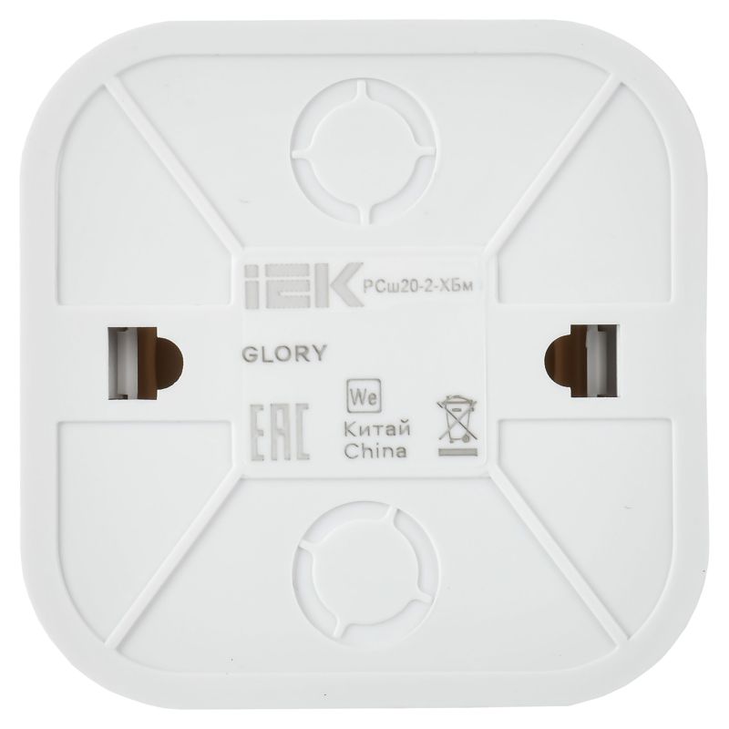  Розетка ОП GLORY РСш20-2-ХБм 10А без заземл. защ. шторки бел. матов. IEK ERH13-K01M-10 фото в каталоге от BTSprom.by