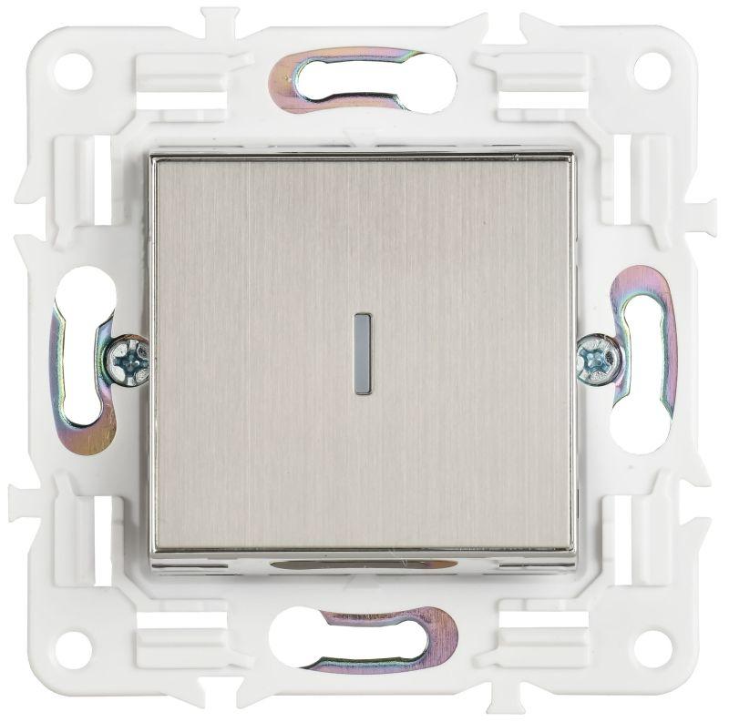  Выключатель 1-кл. SKANDY 10А SK-V07N с индикацией никель IEK SK-V10-1-10-K50 фото в каталоге от BTSprom.by