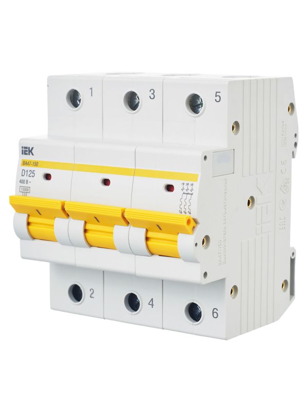  Выключатель автоматический модульный 3п D 125А 15кА ВА47-150 KARAT IEK MVA50-3-125-D фото в каталоге от BTSprom.by