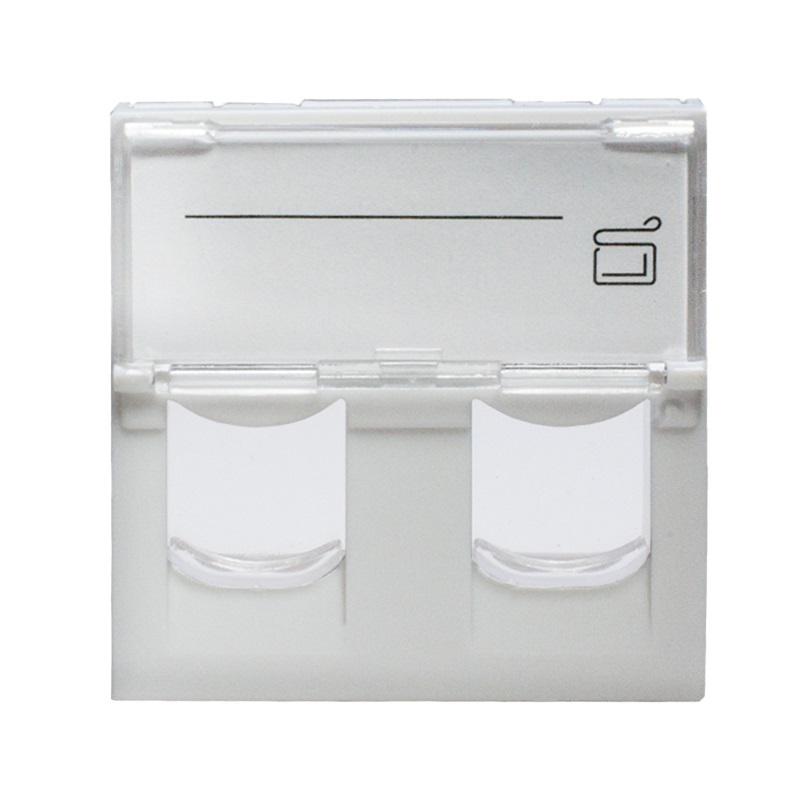  Панель лицевая 2 порта 45х45 Keystone шторки откидное маркиров. окно (DIY) SUPRLAN 10-0302-1 фото в каталоге от BTSprom.by