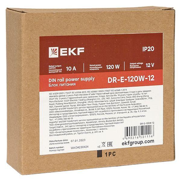  Блок питания на DIN-рейку 120Вт Uвх ~ 220В AC Uвых - 12В DC постоянного тока EKF DR-E-120W-12 фото в каталоге от BTSprom.by