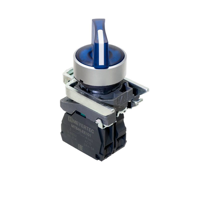 переключатель на 3 положения с фиксацией и подсветкой 1no 24в ac/dc ip65 металл mtb4-bk36711 син. овен 137188 от BTSprom.by