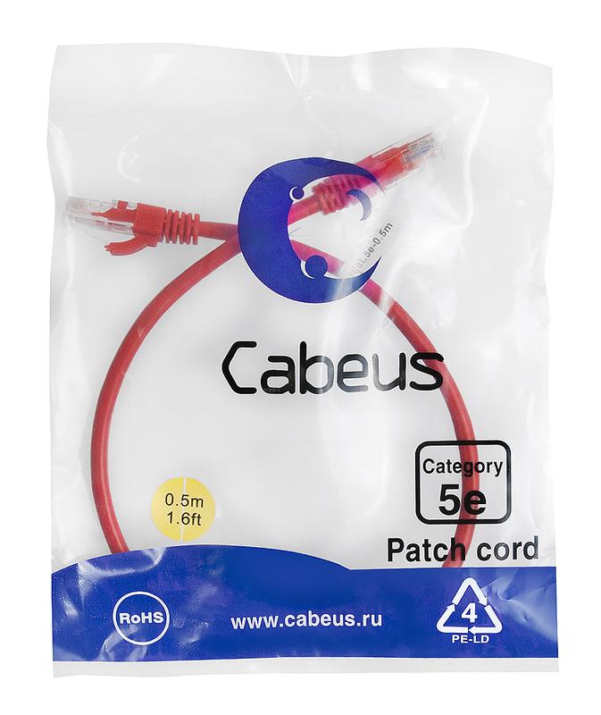 патч-корд u/utp кат.5e pc-utp-rj45-cat.5e-0.5m-rd-lszh 2xrj45/8p8c неэкранир. lszh 0.5м красн. cabeus 9512c от BTSprom.by