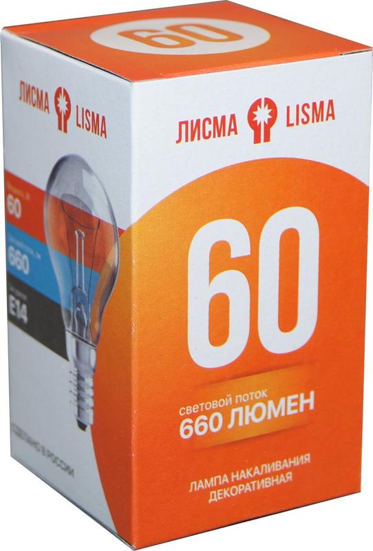 лампа накаливания дш 230-60 60вт шар прозрачная e14 230в ку лисма 322602500 от BTSprom.by