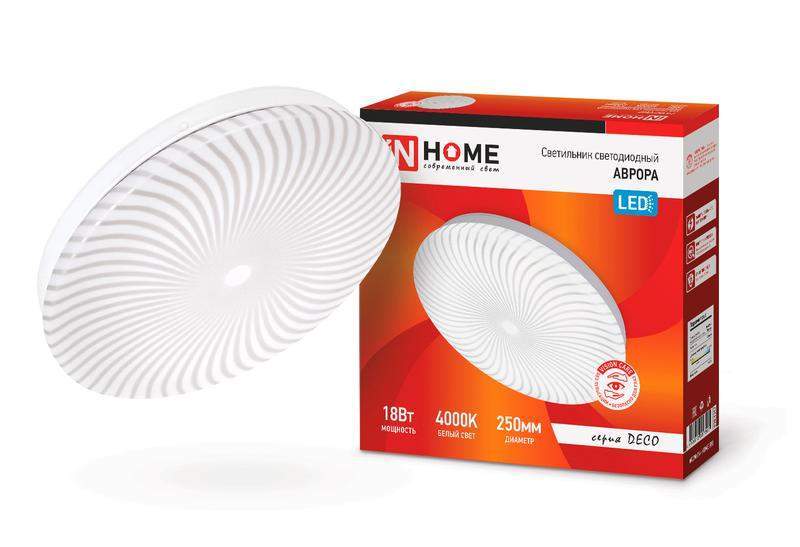 светильник светодиодный deco аврора 18вт 230в 4000к 1170лм 250х50мм in home 4690612037363 от BTSprom.by