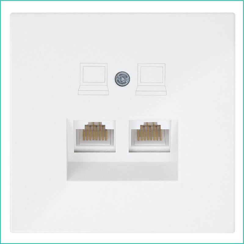 розетка компьютерная 2-м сп rj45 fd кат.5e с накладкой механизм бел. глянцевый jasmart fd6106w от BTSprom.by