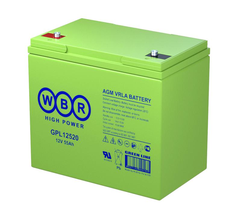 аккумулятор 12в 55а.ч wbr gpl12520 wbr от BTSprom.by