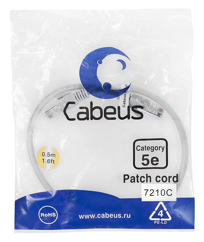 патч-корд u/utp кат.5e pc-utp-rj45-cat.5e-0.5m 2xrj45/8p8c неэкранир. pvc 0.5м сер. cabeus 7210c от BTSprom.by